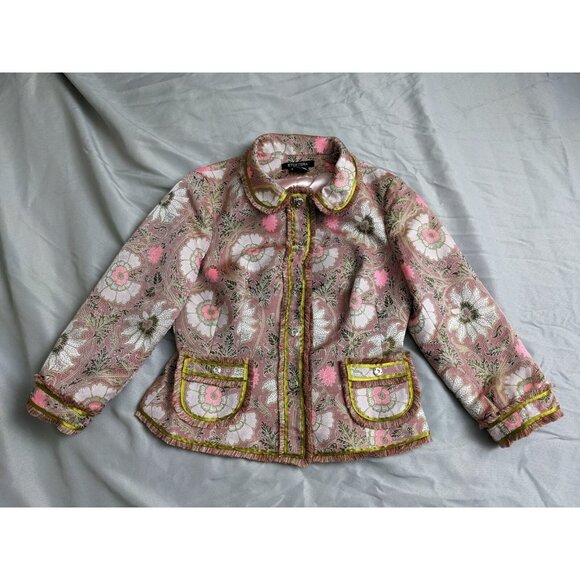 Etcetera Blazer Pink Floral Victorian Baroque Bohemian Jacket Womens Size 4 - Picture 11 of 16